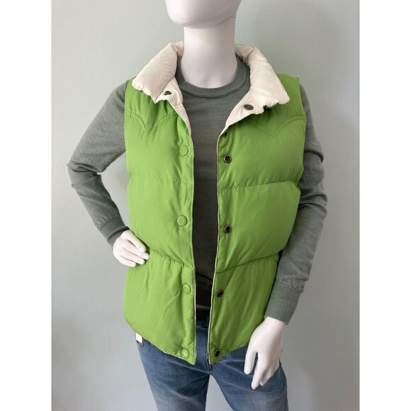 American Eagle Puffer Vest Reversible White Green Quilted Down Outerwear size - Picture 6 of 12